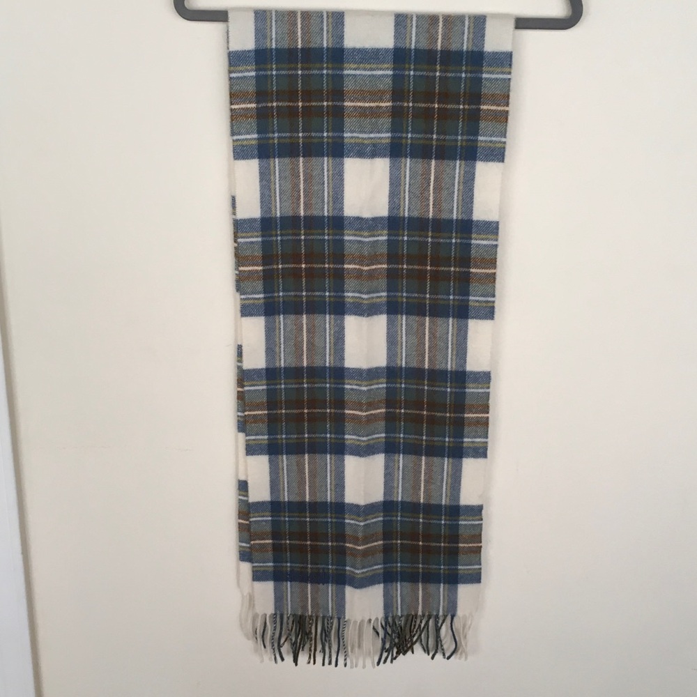 Plaid Blue Lambswool Scarf